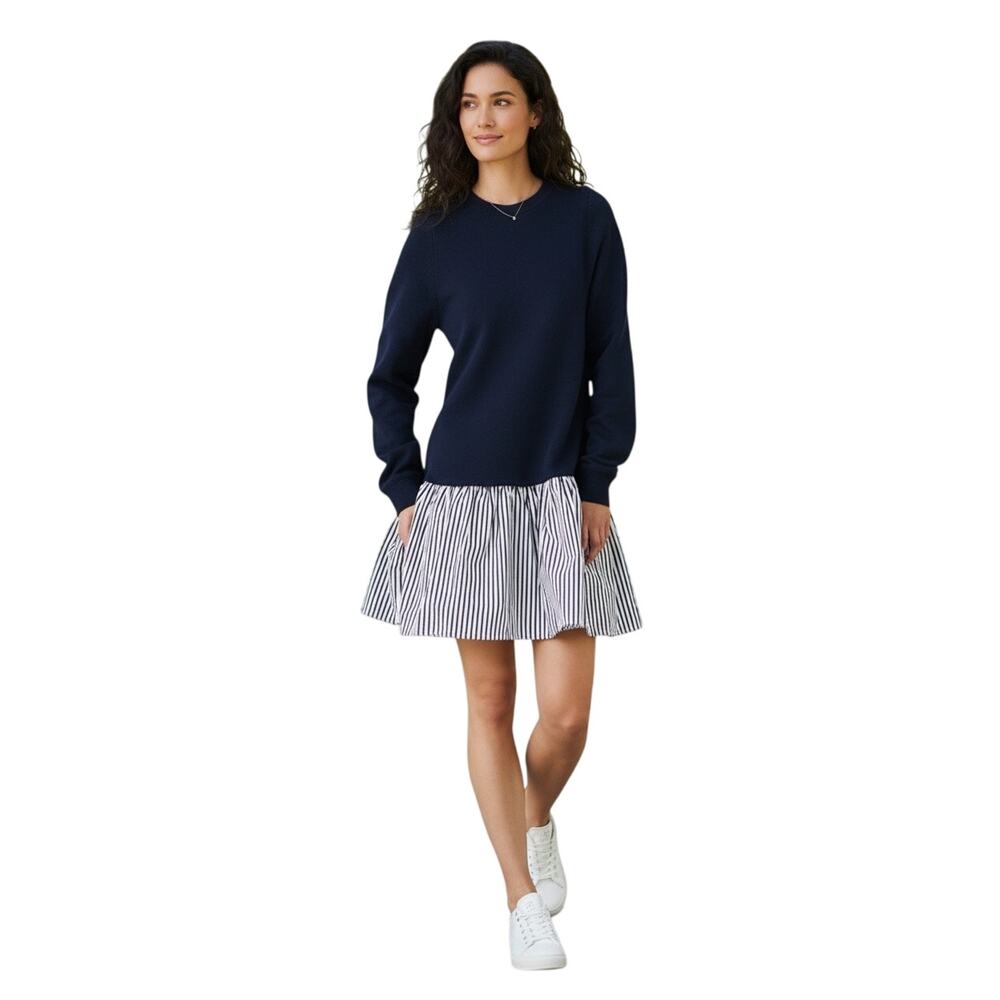 ADDISON BAY $179 sweatshirt the swing navy long sleeve dress Size M